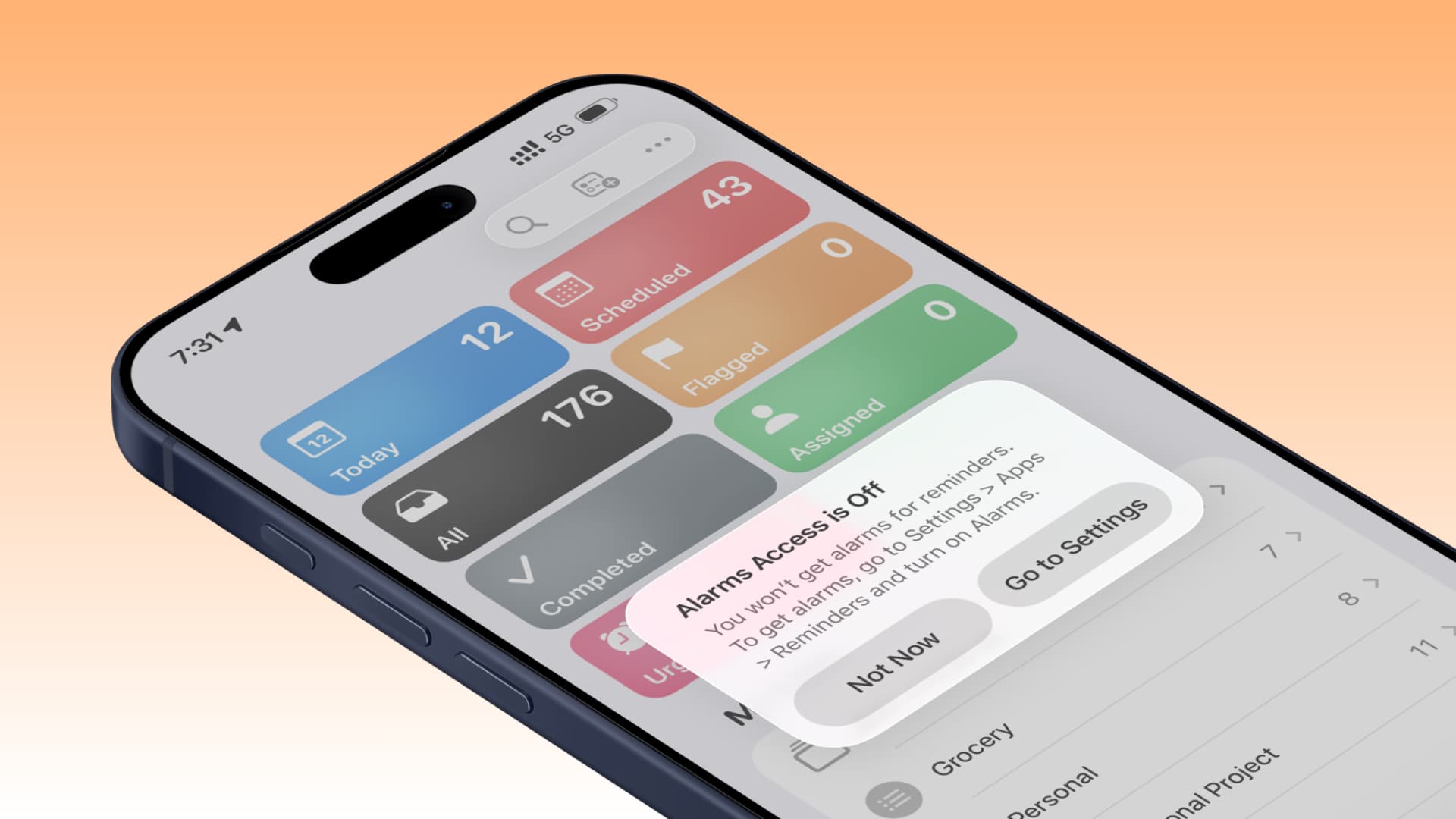 Corrección: Mensaje "Acceso a Alarmas Desactivado" en Recordatorios de iOS 26