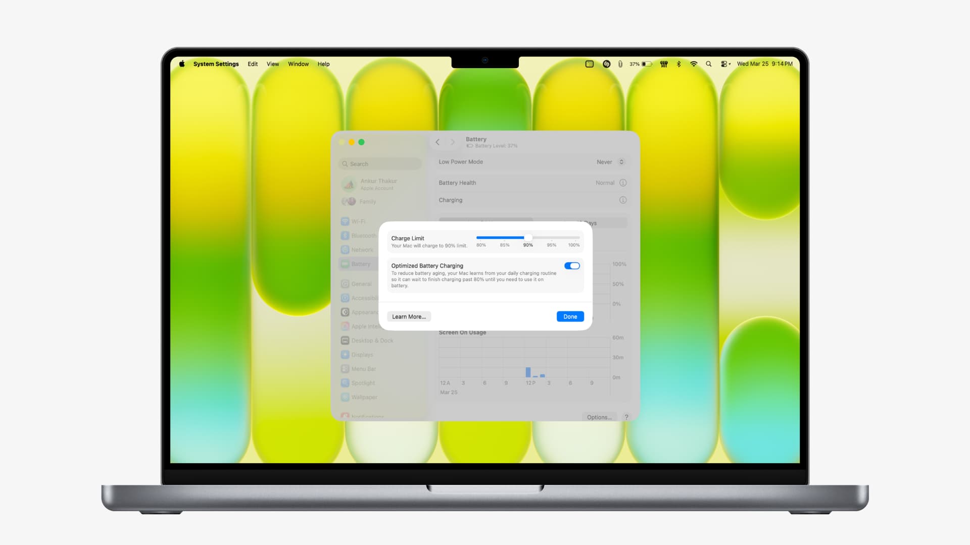Cómo ajustar el límite de carga de la batería en MacBook